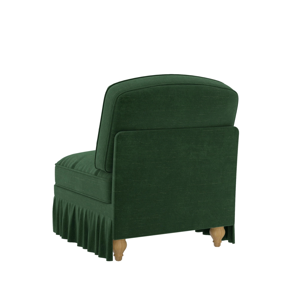 Divano senza braccioli in ciniglia con cuscino mobile e gonna rimovibile seduta morbida verde 79 × 75 × 23 cm