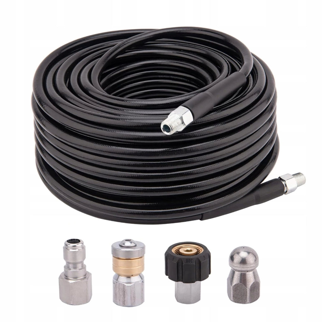 Tubo Alta Pressione HydroClean DuoJet 15M – 155 Bar, 15m, 2 Ugelli, Compatibile con Idropulitrici M22 e 1/4" NPT