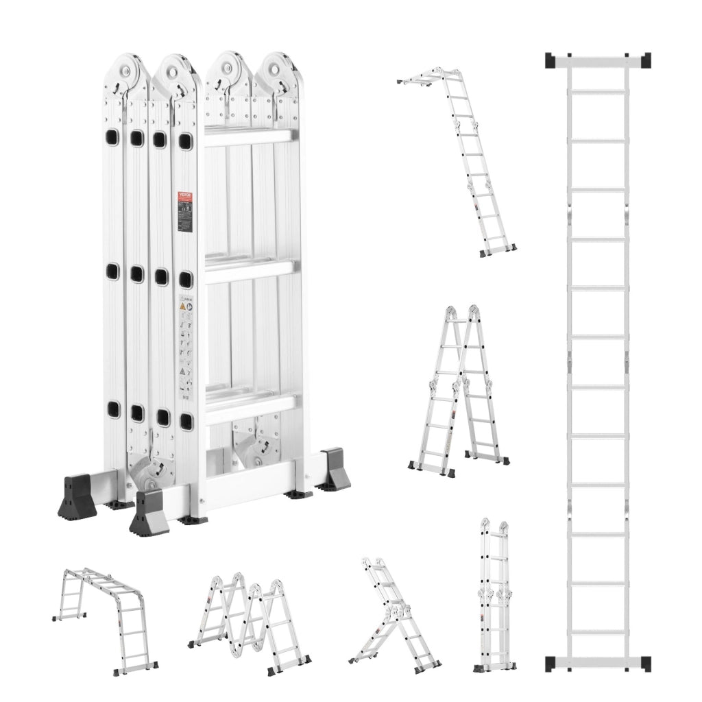 Scala Pieghevole Multiuso Telescopica 3,7 m KMP403 Portata 149,7 kg Robusta e Compatta per Bricolage e Lavori Domestici