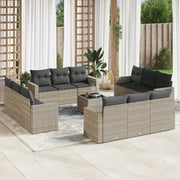 Set Divani Giardino 13 pz con Cuscini Grigio Chiaro Polyrattan 3251119