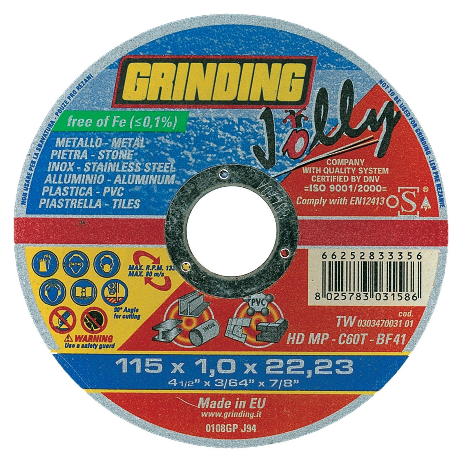 grinding minidisco jolly universale diametro 115x1,0 cod:ferx.50252