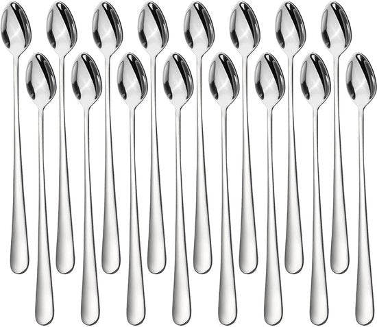 Set di Cucchiai in Acciaio Inox per Latte Macchiato - Confezione da 16 - Design Ergonomico