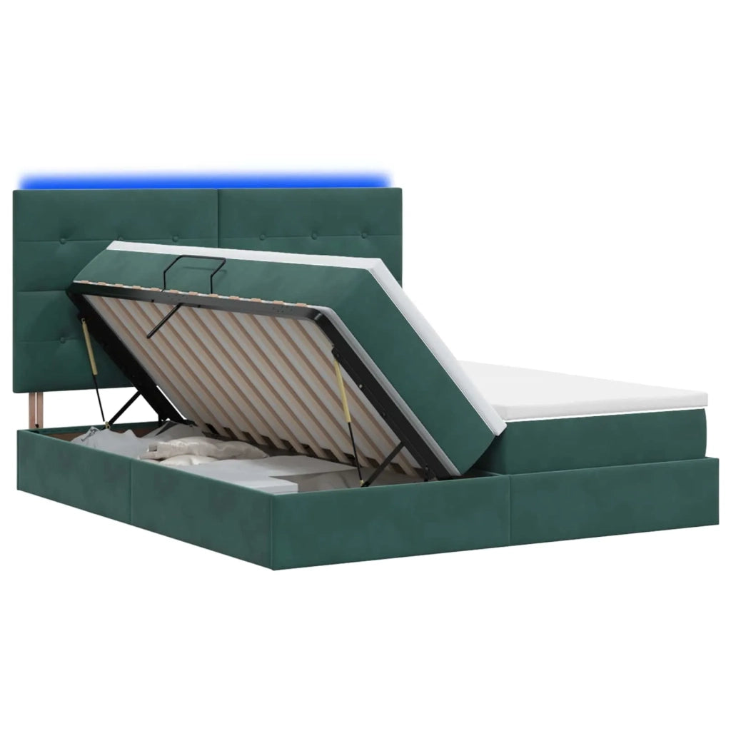 Letto con contenitore LED e materasso Verde Scuro 180 x 200 cm 3460269