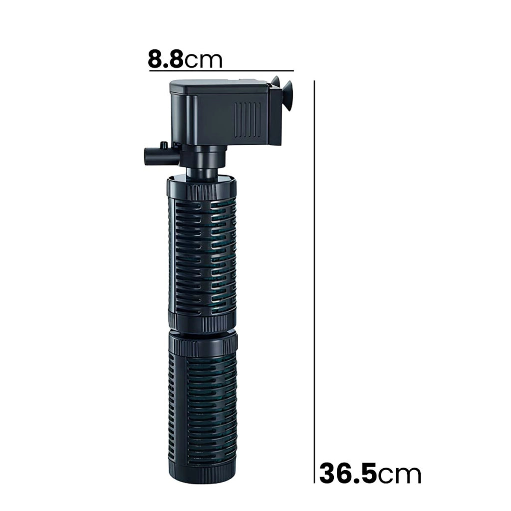 Pompa di filtraggio sommergibile 3 in 1 da 14 W per acquario, portata 1020 l/h Nero Avizar