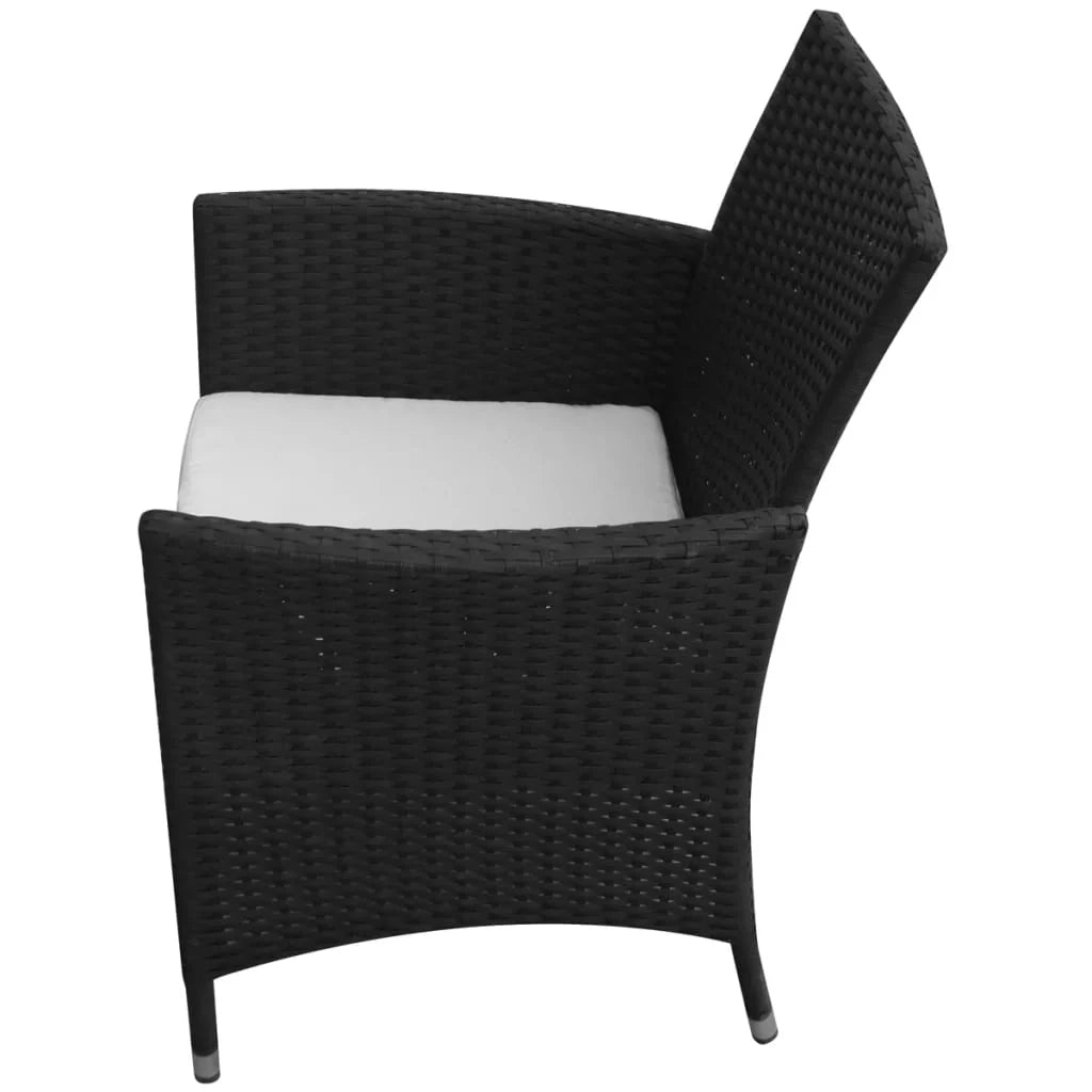Set da pranzo da giardino 7 pezzi con cuscini resina intrecciata nera 02_0014932