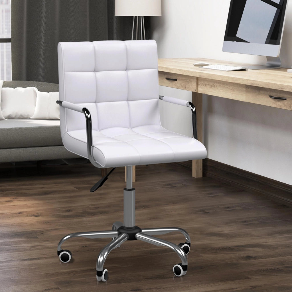 Sedia da Ufficio ¨C Zephmum ¨C Pelle Bianca 52.5x54x84-99cm