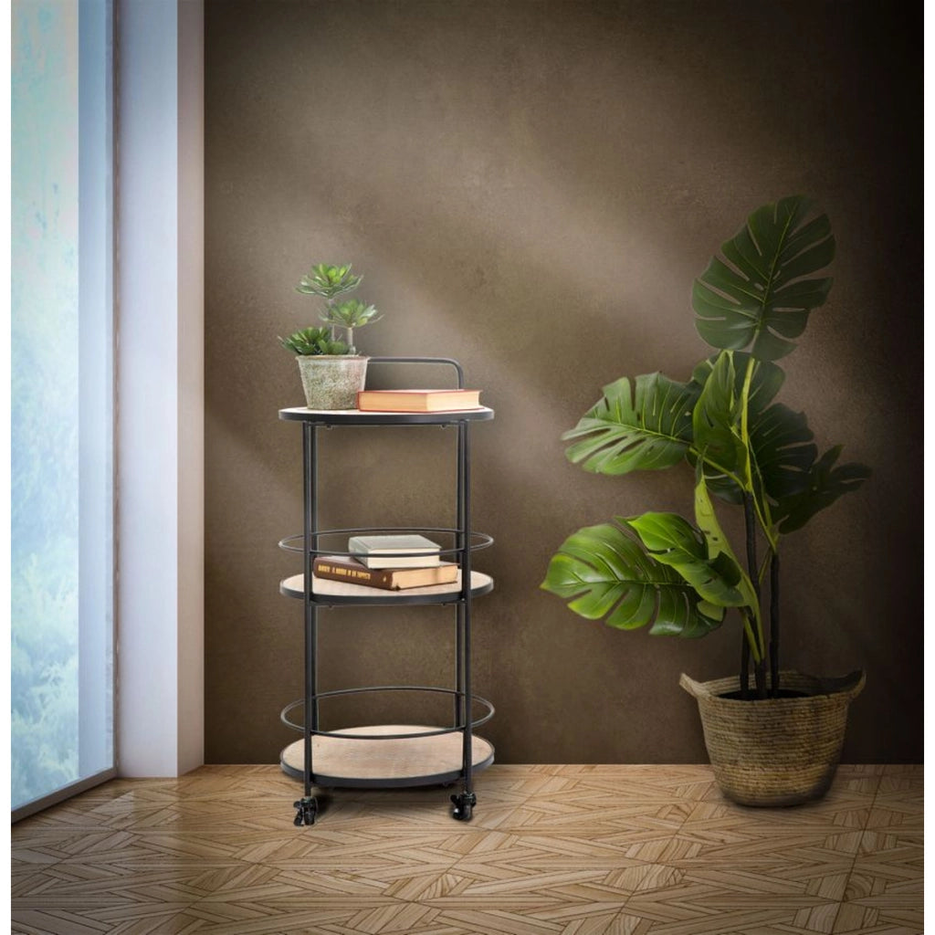 Carrello Arex in ferro e MDF nero e rovere – 40 x 41,5 x H 82 cm