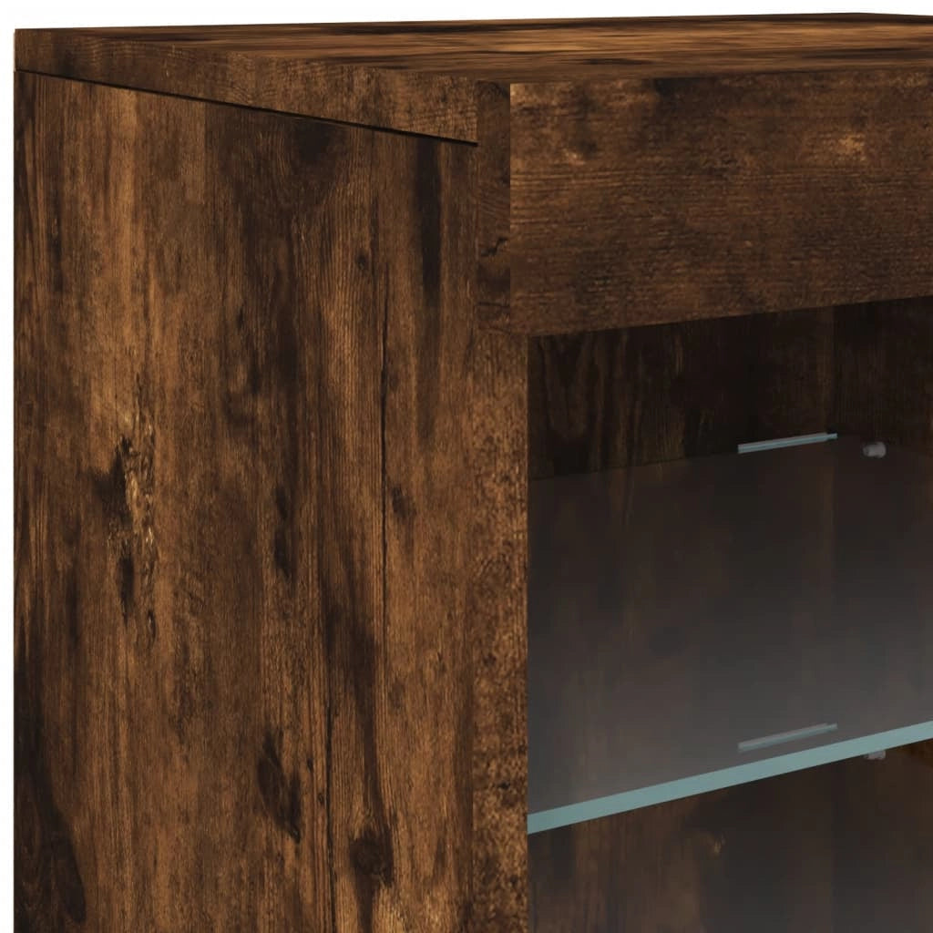 Credenza cassettiera armadio mobile contenitore organizer per cucina soggiorno salotto con luci LED 41 x 37 x 67 cm marrone 02_0029886
