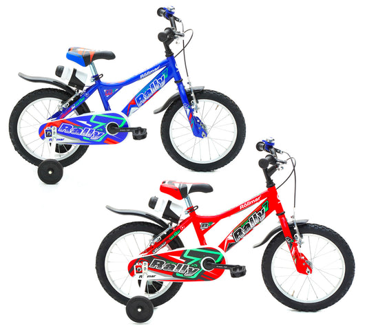 Bicicletta per Bambino 16” 2 Freni Bimbo Rally Blu o Rosso