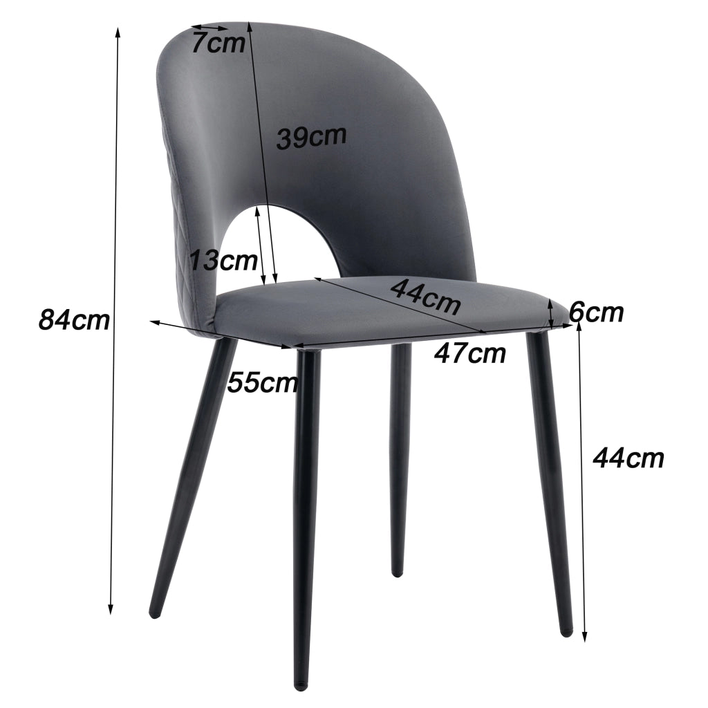Tavolo da pranzo con 4 sedie in velluto, gambe regolabili, per cucina e sala da pranzo, grigio, 117 × 68 × 75 cm
