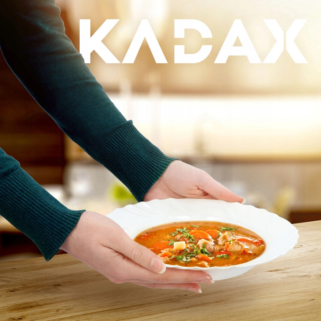 Piatto fondo KADAX 23 cm per zuppa, vetro bianco, piatti grandi in vetro