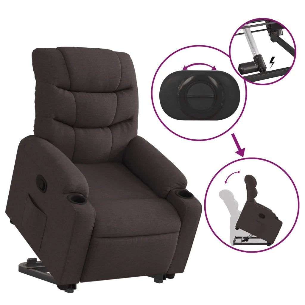 Poltrona Alzapersona Reclinabile Marrone Scuro in Tessuto 3206650