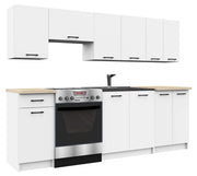 AKORD Set di Mobili da Cucina OLIWIA 240 cm Bianco 240 cm 11 ante 1 cassetto 240x46x203 cm