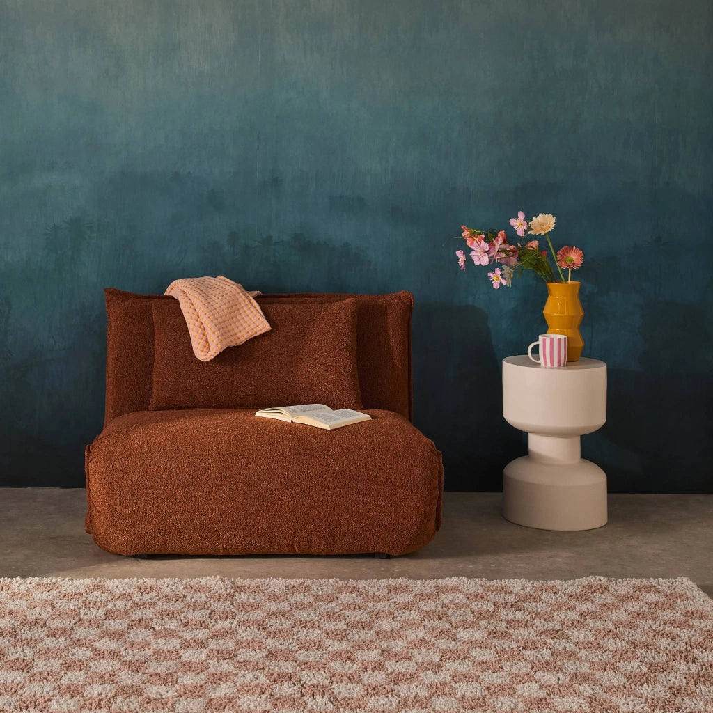 Poltrona letto trasformabile 1 posto bouclé testurizzato, terracotta