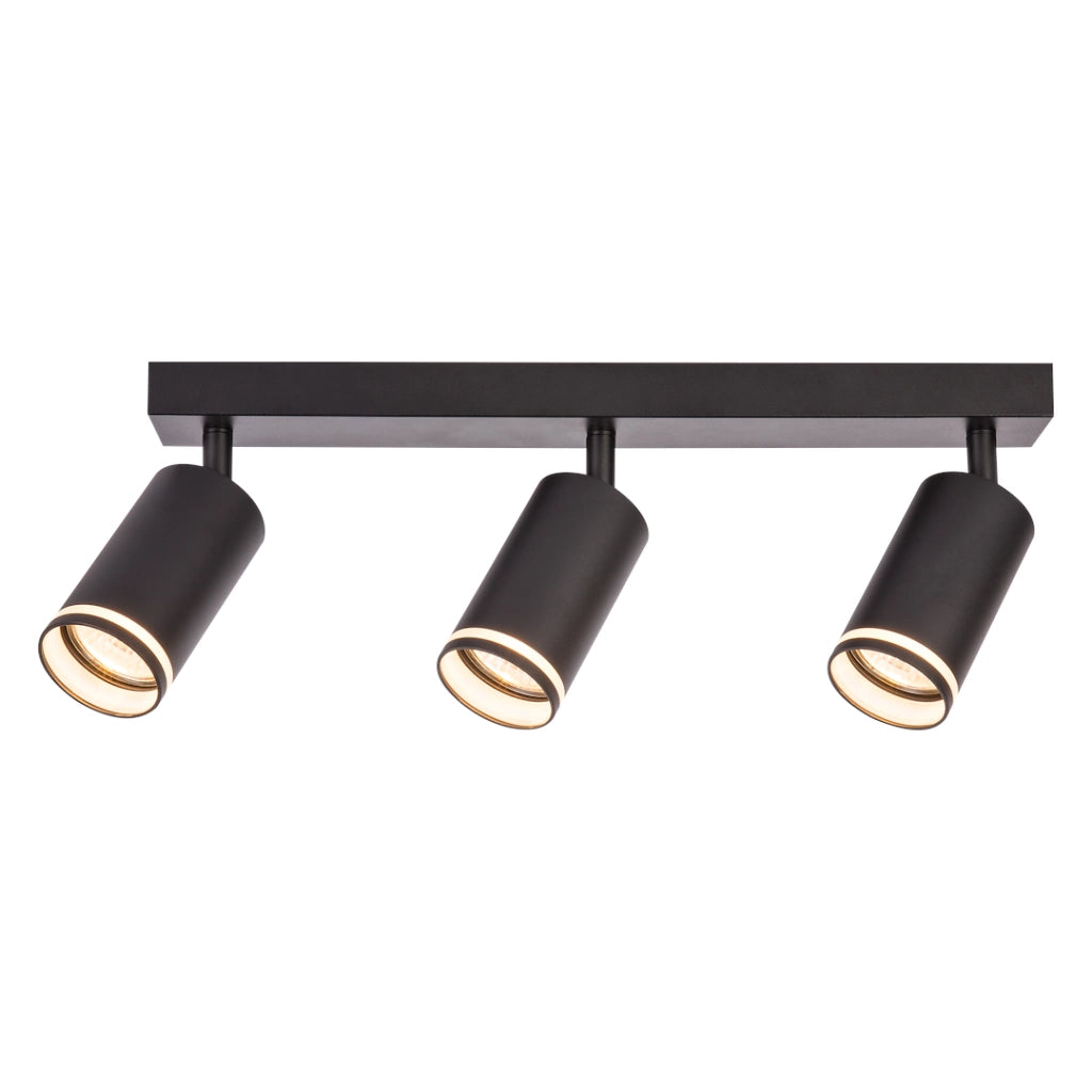 Plafoniera moderna nera a barra 3 spot GU10 Pipe Milagro
