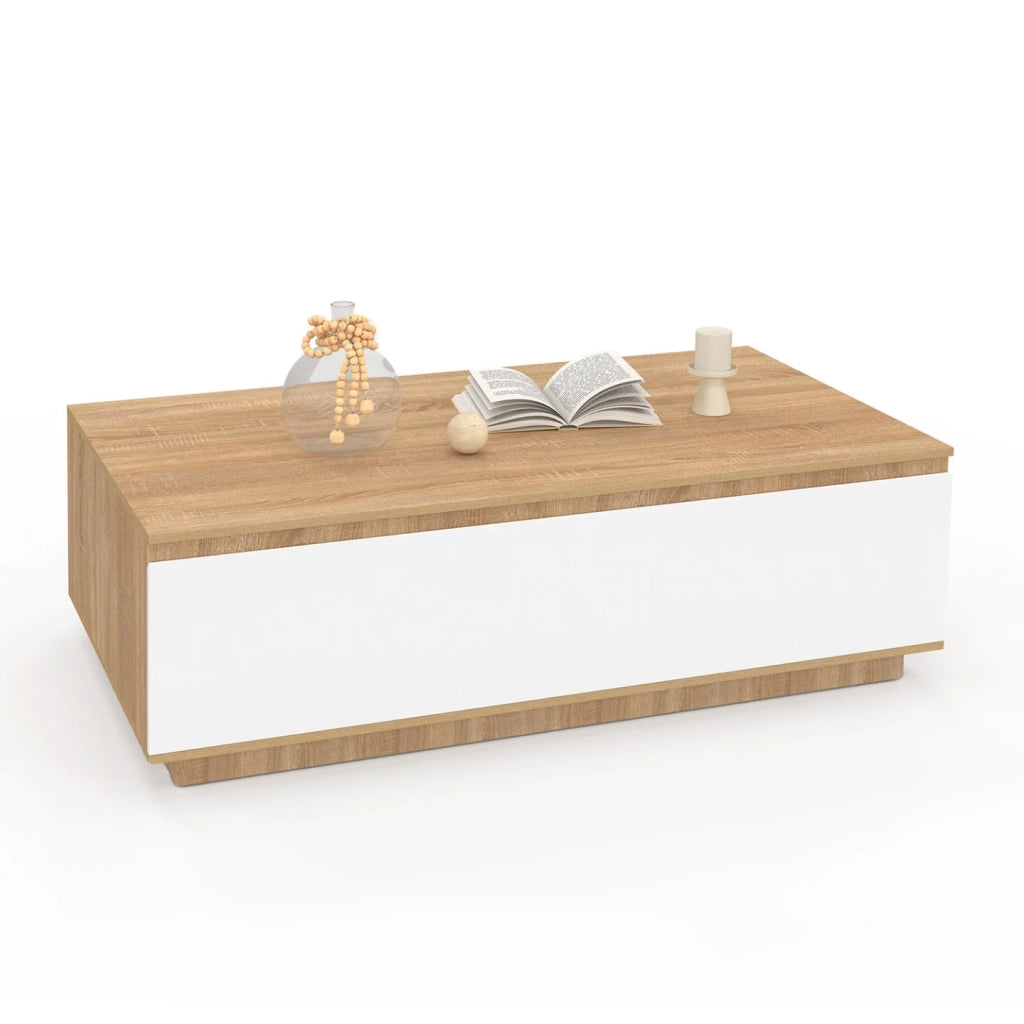 IDMarket - Tavolino TOMI 110 cm con anta in faggio e bianco