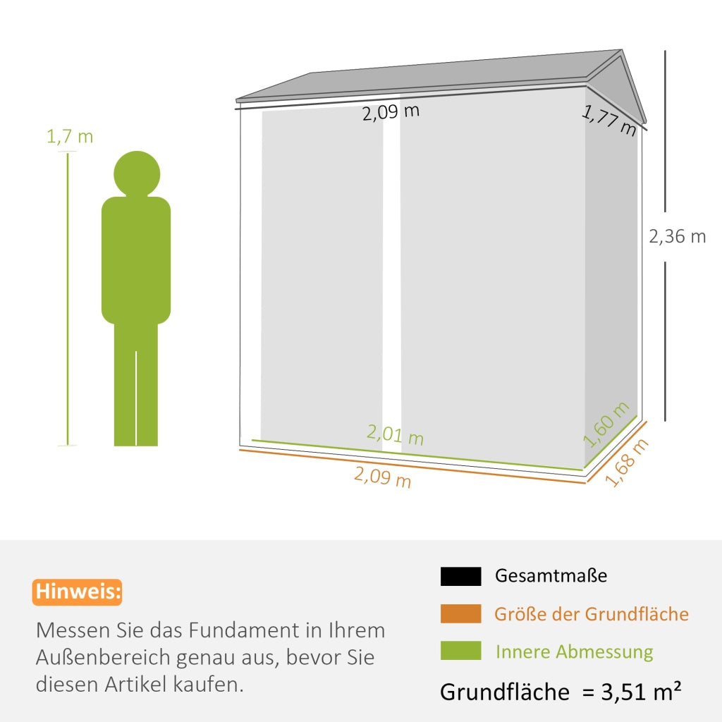 Casetta da giardino in metallo ¨C Minimal ¨C antracite 209x177x236 cm
