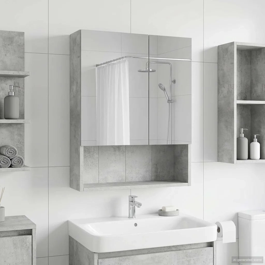 Mobiletto per specchio da bagno con lo scaffale Grigio cemento