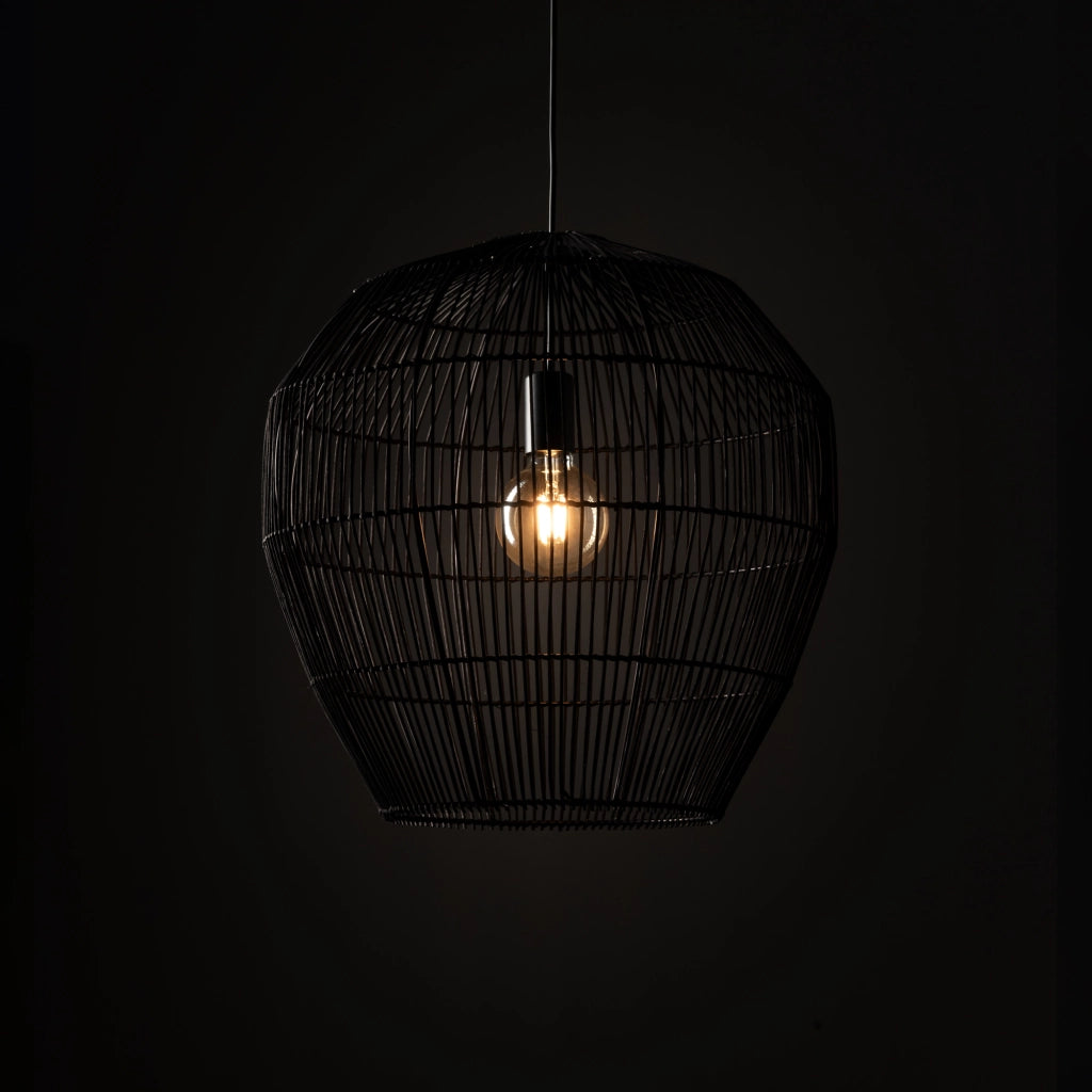 Lampada sospensione bambù nera E27 25W Haiti Nowodvorski