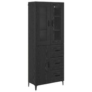 Credenza | Madia | Buffet da pranzo | Armadio da pranzo Rovere Nero 69,5 x 34 x 180 cm Legno multistrato