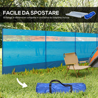 Paravento da Campeggio 725x140 cm Pieghevole Frangivista Azzurro