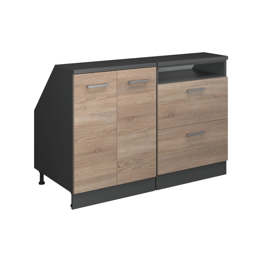 Mobile cucina sottotetto R-Line Sonoma/Antracite 120 cm Set di 2 carcasse armadio profondità 60 cm Vicco