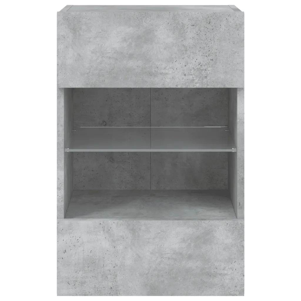Mobile TV a Parete | Armadietto TV | Mobile Porta TV con Luci LED Grigio Cemento 40x30x60,5 cm