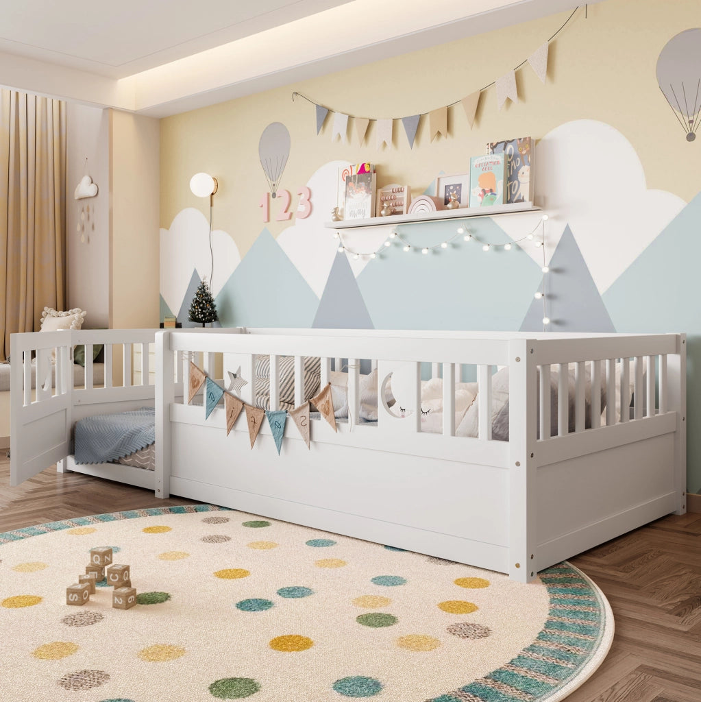 Letto singolo per bambini 90x190 cm con sponde, bianco