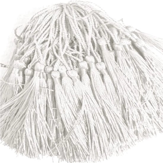 Waste Paper Clips Bianchi da 100 - Mini-Clip per Carta da Parete Manuale - Materiale Soffice e Comodo - Con Cordino di Sospensione - 13 cm Polyester - Frangia