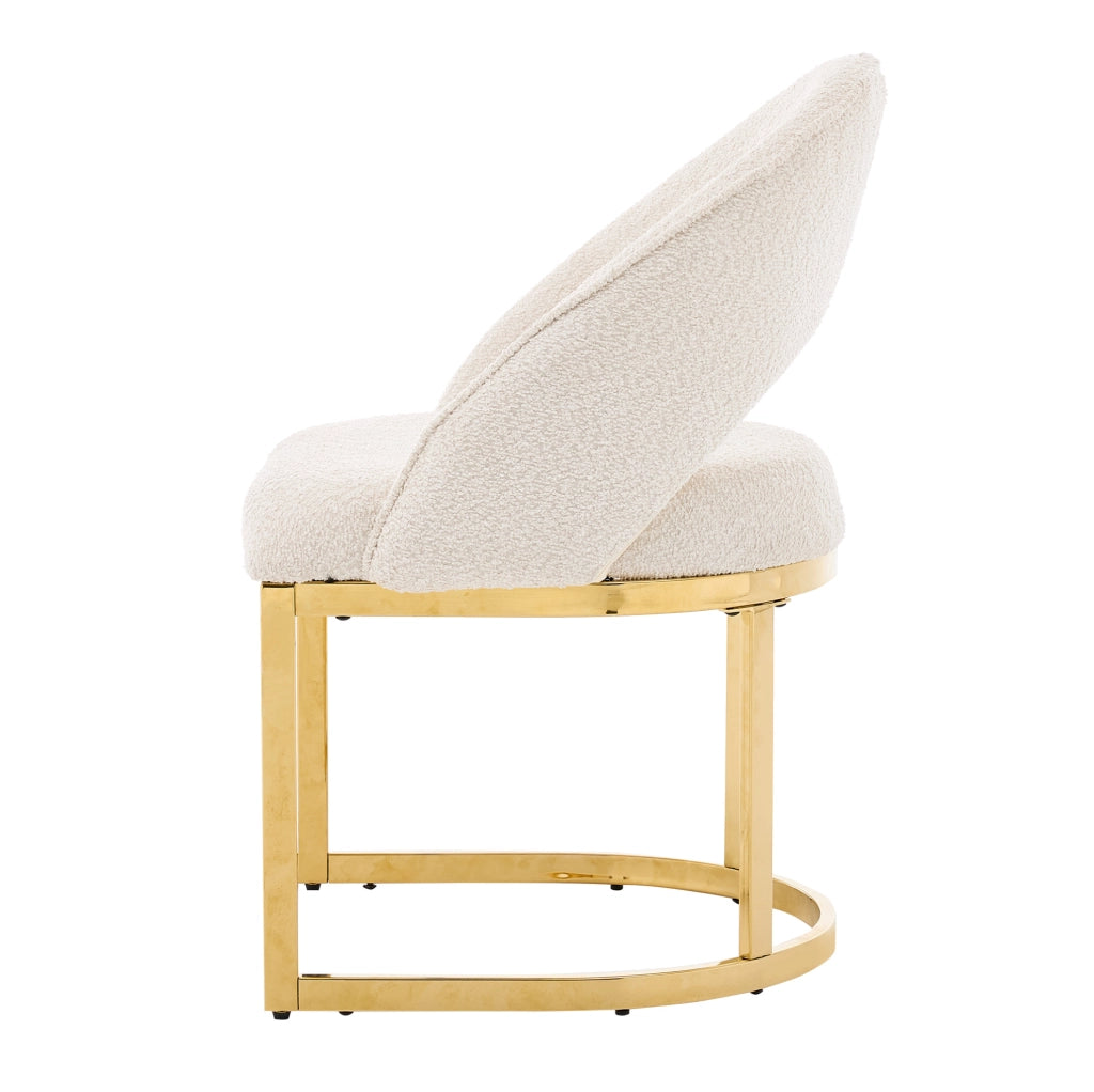 Set di 2 sedie da pranzo 67.01x61.01x53.19 cm con rivestimento bouclé e gambe in metallo beige e oro