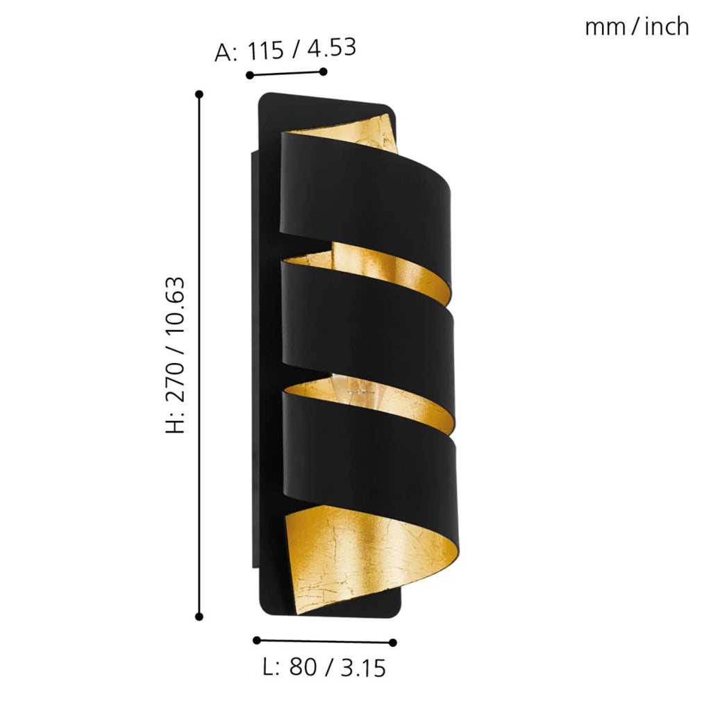 Applique Moderna Elizondo Acciaio Nero 1 Luce E14
