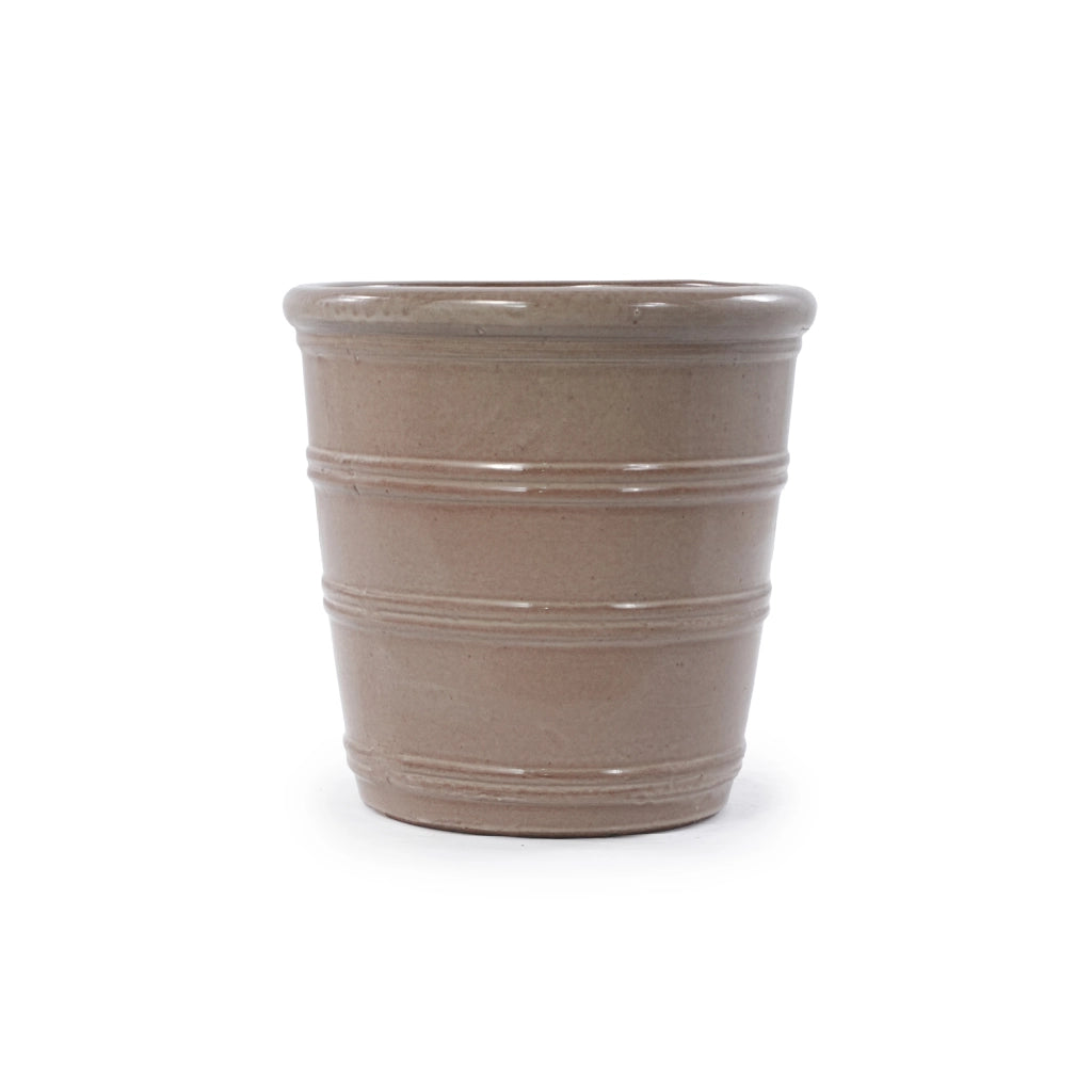 VASO IN CERAMICA FATTO A MANO Ø 32 CM TAUPE GLASSATO
