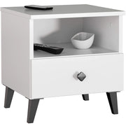 Comodino AKORD MOBI color bianco con cassetto L40 x H43 x P37 cm