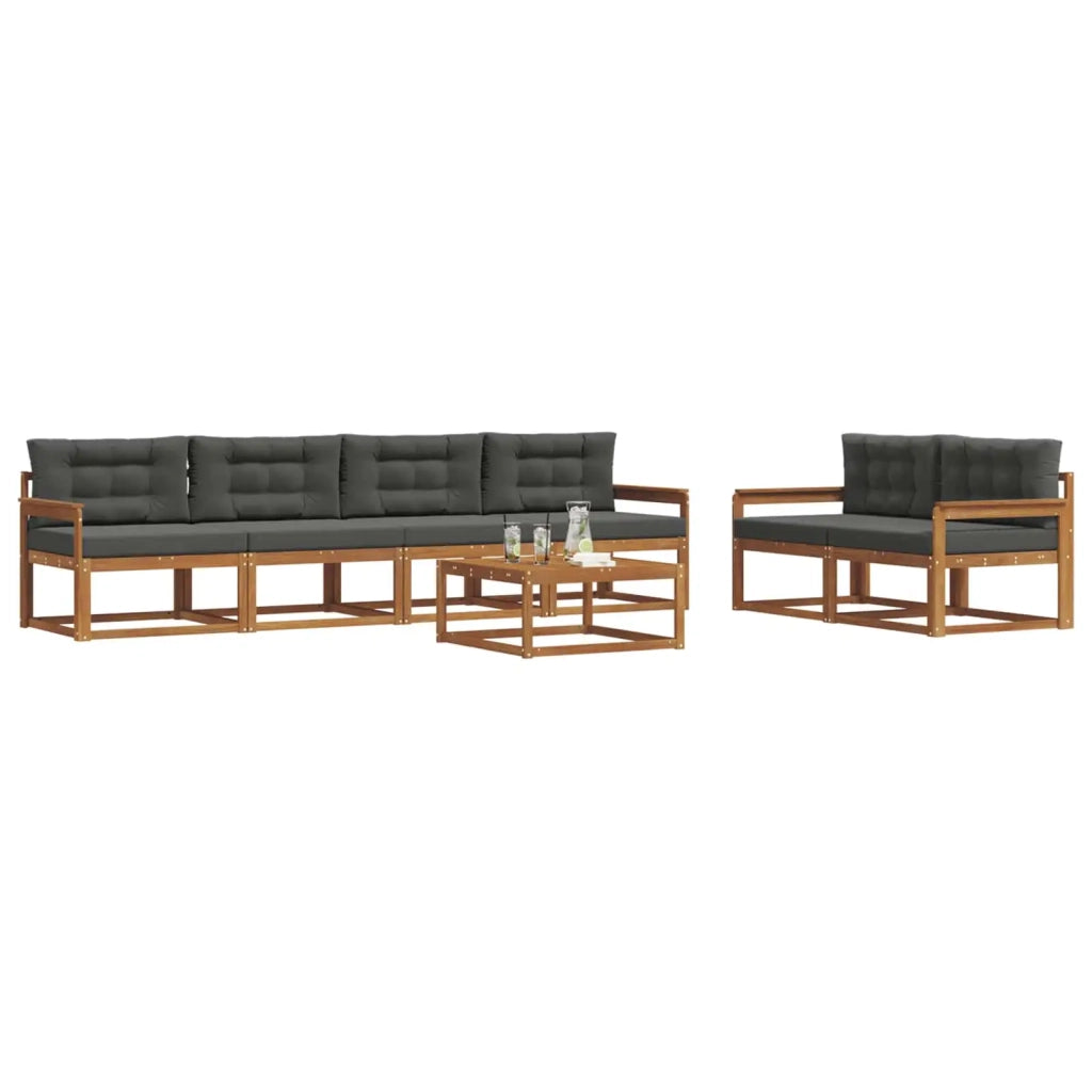 Set di divani da esterno con cuscino 7 pcs Naturale e Antracite 3367220