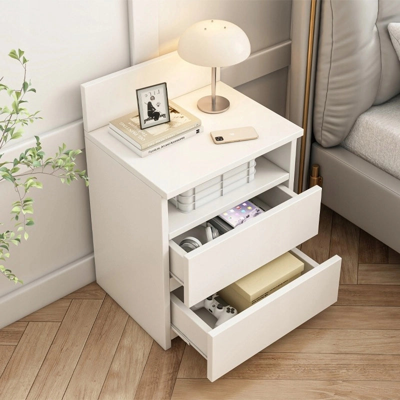 Comodino, Tavolino, 40 cm, Cassettiera per Camera da Letto, 2 Cassetti, Bianco, Loft, Moderno
