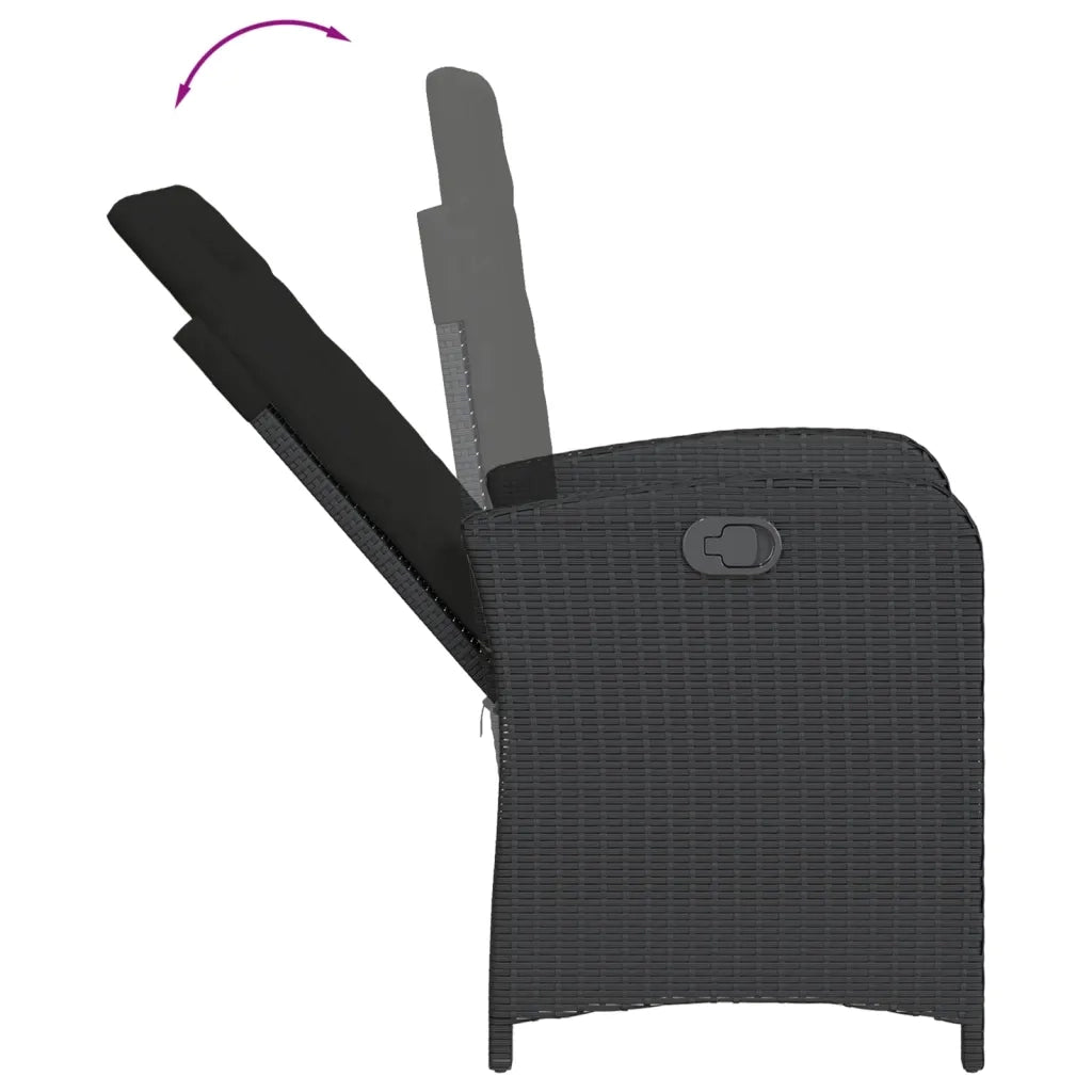 Set da Pranzo da Giardino 5 pz Nero con Cuscini in Polyrattan 3212312