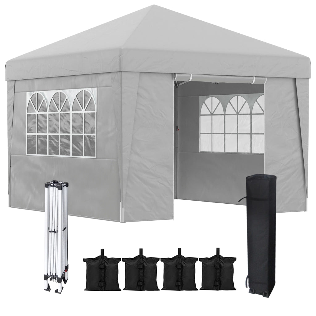 Gazebo Pieghevole 3x3 m ¨C zephmum ¨C Grigio Chiaro Acciaio Tessuto Oxford