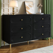 Cassettiera, mobile contenitore, 6 cassetti, gambe in metallo, MDF, nero