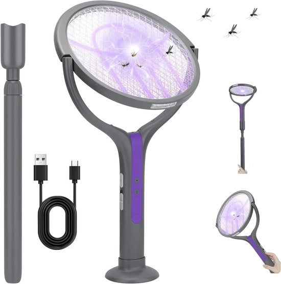 Veloce Eliminatore di Zanzare - Eletrico con Testa Girevole e Asta Telescopica Rilegabile - Ricaricabile - Effettivo contro le Zanzare
