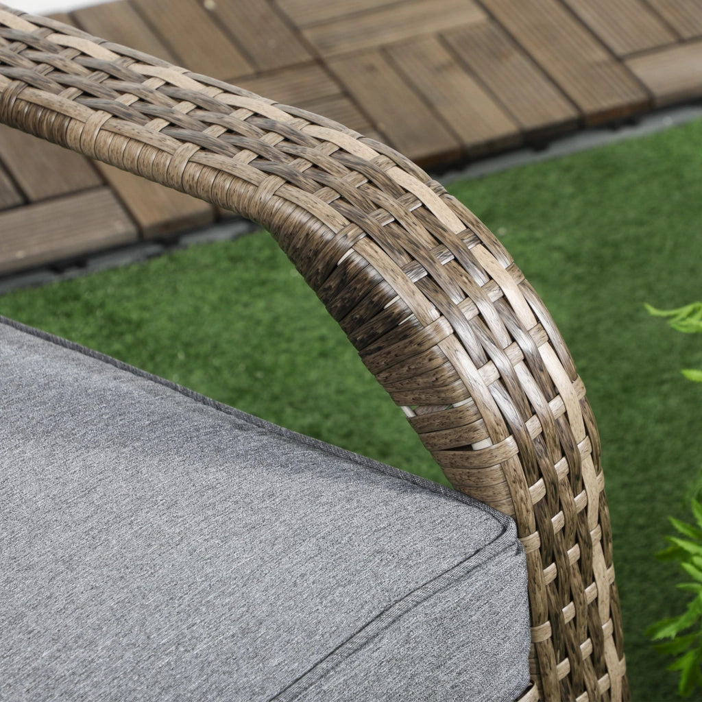 Sedia da Giardino con Braccioli ¨C zephmum ¨C in Rattan e Acciaio, Marrone e Grigio, 64x80x90 cm