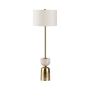 Lampada da terra Cirus in marmo, oro e cotone bianco