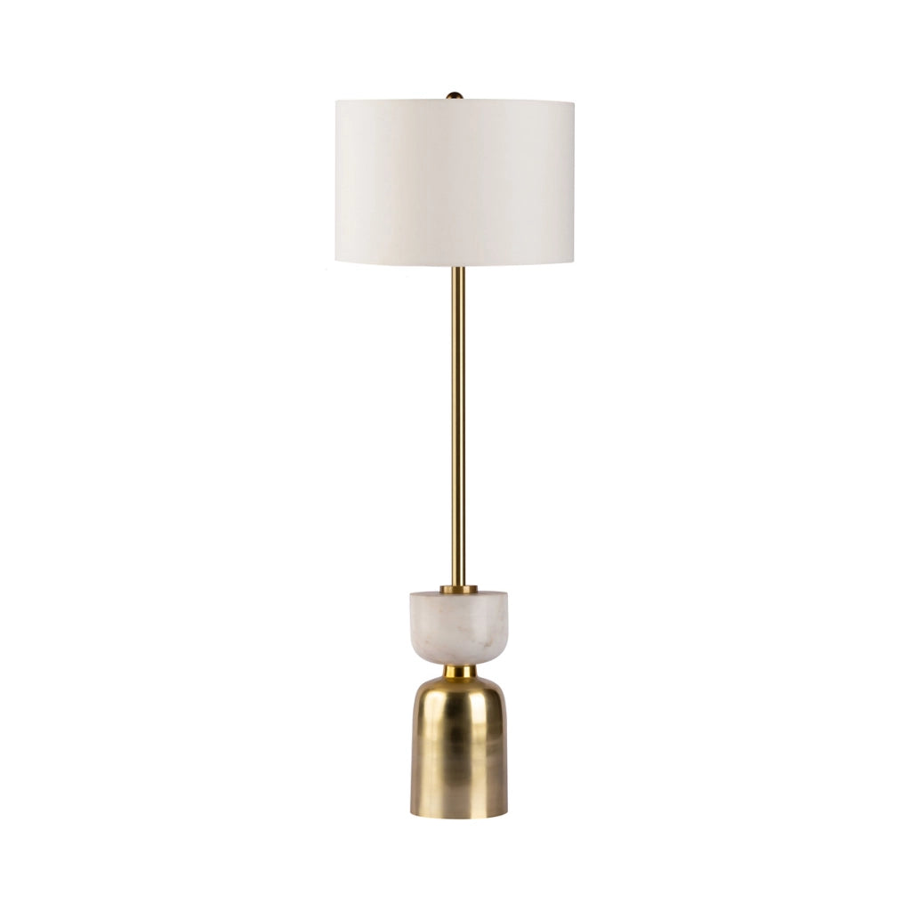 Lampada da terra Cirus in marmo, oro e cotone bianco
