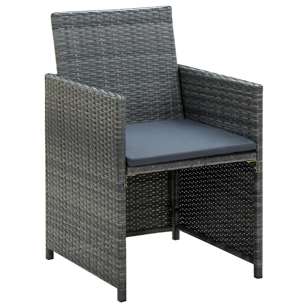 Set Divani da Giardino 4 pz con Cuscini in Polyrattan Grigio