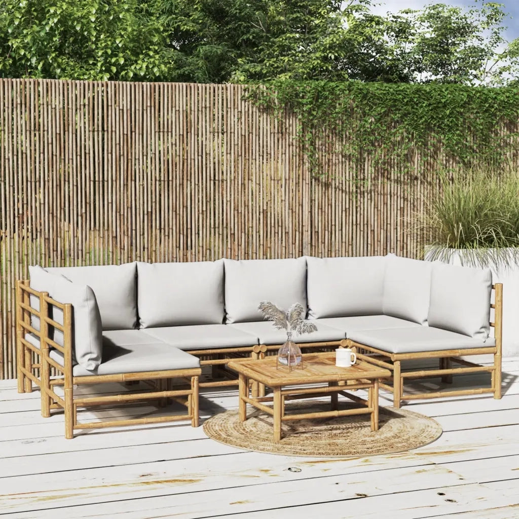 Set Salotto da Giardino 7pz con Cuscini Grigio Chiaro BambÃ¹cod mxl 76308