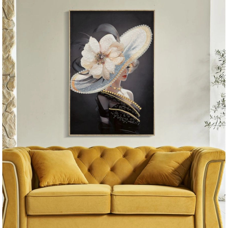 Dipinto Su Tela Laccato Wien Hat -a- Con Cornice cm 62x4x92