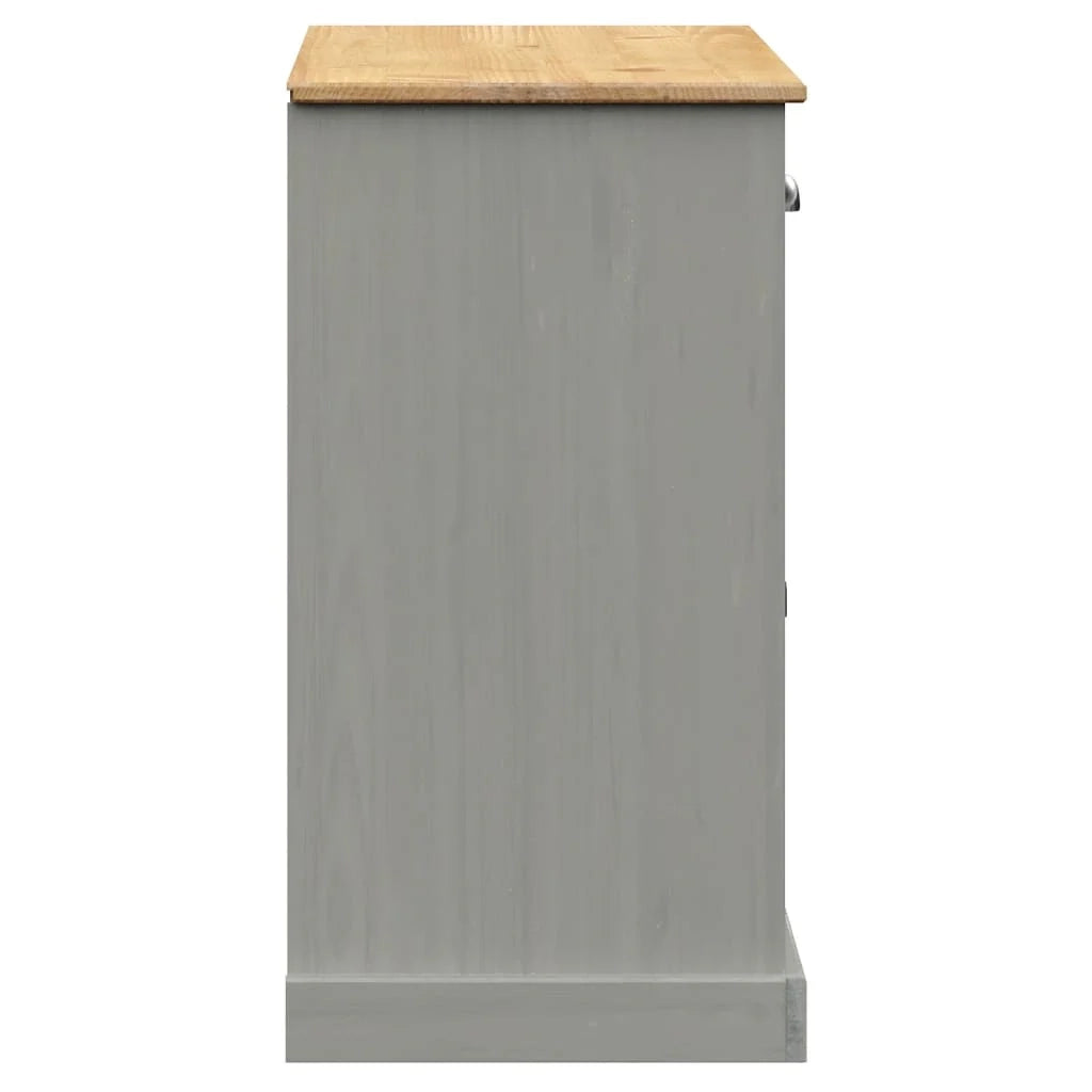 Buffet credenza cassettiera armadio mobile contenitore organizer per cucina soggiorno salotto con cassetti 113 x 40 x 75 cm legno di pino massiccio grigio 02_0030136