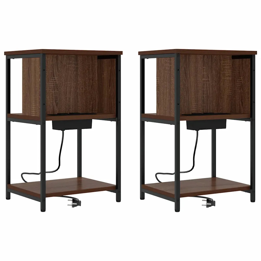 vidaXL Armadio da Notte 2 pcs Rovere marrone 38 x 31 x 61 cm