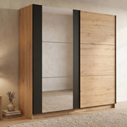 Armadio Camera da Letto Gandino, Guardaroba Grande Appendiabiti, 217x210h cm Marrone Rovere Nodi