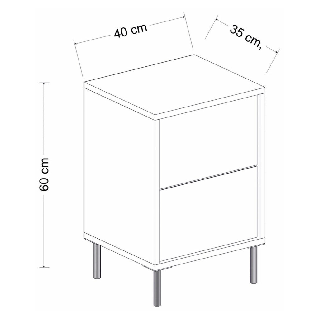 Vestone, Comodino un Ripiano, 40x35x60h cm Bianco