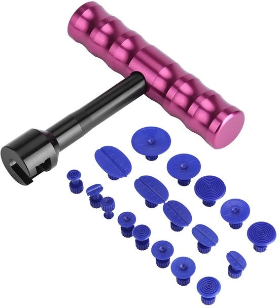 Kit di riparazione carrozzeria professionale - T bar trekker - Auto deukverwijderaar - 18 pezzi - Incluso accessori